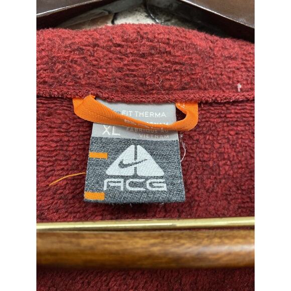 Vintage Nike ACG Full Zip Fleece Jacket Red Sweater Sweatshirt Mens XL Y2K 90s - Picture 2 of 6